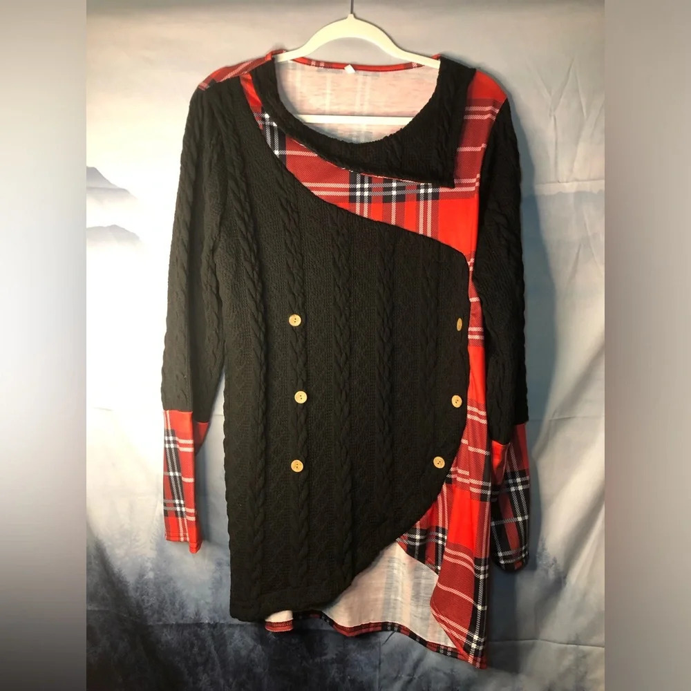 Red Plaid and Black Top